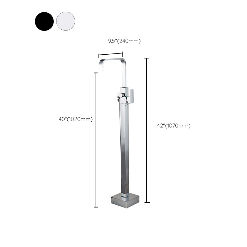 Contemporary Freestanding Tub Filler Brass Tub Filler with Hand-shower Clearhalo 'Bathroom Remodel & Bathroom Fixtures' 'Bathtub Faucets' 'bathtub_faucets' 'Home Improvement' 'home_improvement' 'home_improvement_bathtub_faucets' 6859272