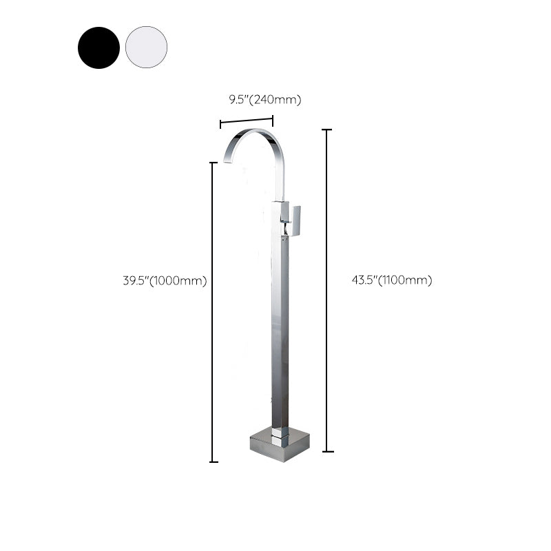 Contemporary Freestanding Tub Filler Brass Tub Filler with Hand-shower Clearhalo 'Bathroom Remodel & Bathroom Fixtures' 'Bathtub Faucets' 'bathtub_faucets' 'Home Improvement' 'home_improvement' 'home_improvement_bathtub_faucets' 6859273