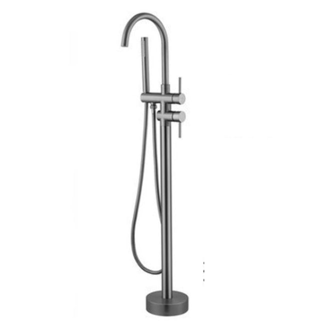 Traditional Style Freestanding Tub Filler Floor Mount Copper Freestanding Tub Filler Gun Grey Clearhalo 'Bathroom Remodel & Bathroom Fixtures' 'Bathtub Faucets' 'bathtub_faucets' 'Home Improvement' 'home_improvement' 'home_improvement_bathtub_faucets' 6859840