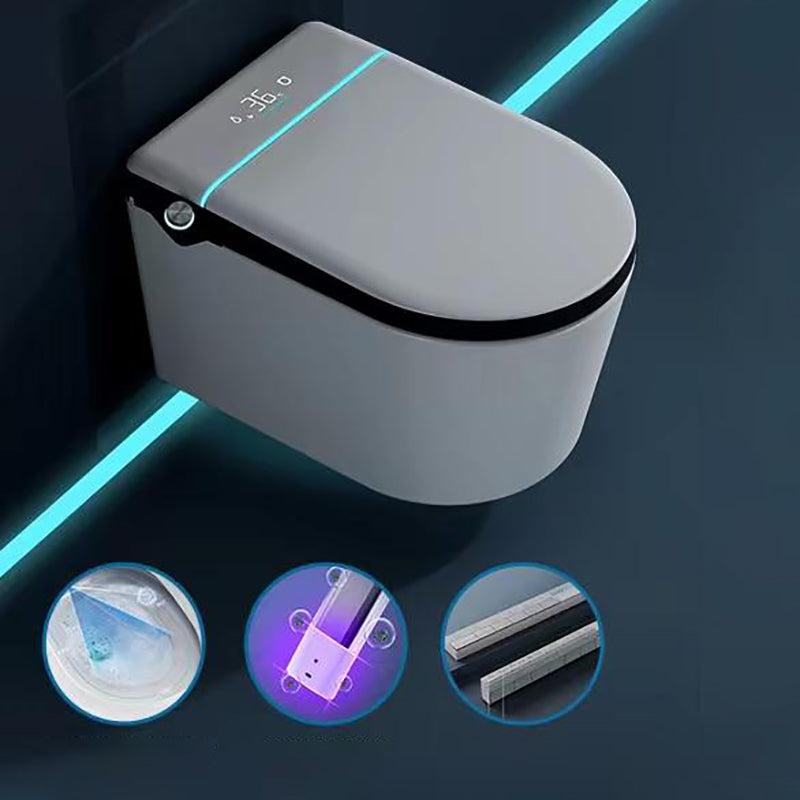 Contemporary White Elongated Foot Sensor Heated Seat Smart Toilet Black Auto Flush (Flagship Version) Wall Mounted Clearhalo 'Bathroom Remodel & Bathroom Fixtures' 'Bidets' 'Home Improvement' 'home_improvement' 'home_improvement_bidets' 'Toilets & Bidets' 6859847