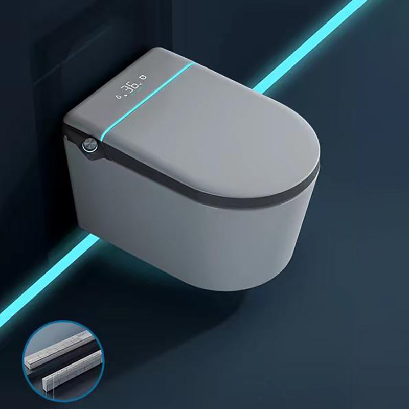 Contemporary White Elongated Foot Sensor Heated Seat Smart Toilet White Manual Lid (Manual) Wall Mounted Clearhalo 'Bathroom Remodel & Bathroom Fixtures' 'Bidets' 'Home Improvement' 'home_improvement' 'home_improvement_bidets' 'Toilets & Bidets' 6859849