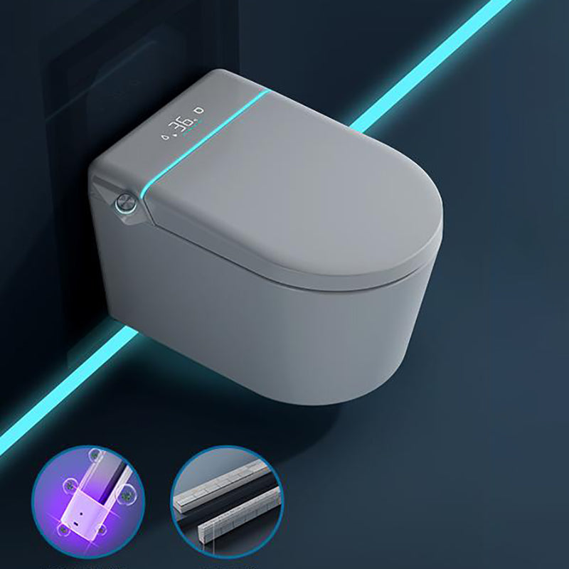 Contemporary White Elongated Foot Sensor Heated Seat Smart Toilet White Automatic Flip (Automatic Version) Wall Mounted Clearhalo 'Bathroom Remodel & Bathroom Fixtures' 'Bidets' 'Home Improvement' 'home_improvement' 'home_improvement_bidets' 'Toilets & Bidets' 6859853