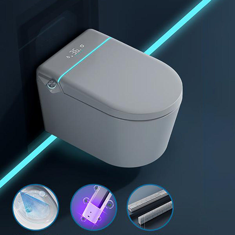 Contemporary White Elongated Foot Sensor Heated Seat Smart Toilet White Auto Flush (Flagship Version) Wall Mounted Clearhalo 'Bathroom Remodel & Bathroom Fixtures' 'Bidets' 'Home Improvement' 'home_improvement' 'home_improvement_bidets' 'Toilets & Bidets' 6859855