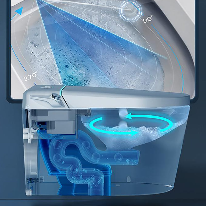 Contemporary White Elongated Foot Sensor Heated Seat Smart Toilet Clearhalo 'Bathroom Remodel & Bathroom Fixtures' 'Bidets' 'Home Improvement' 'home_improvement' 'home_improvement_bidets' 'Toilets & Bidets' 6859856