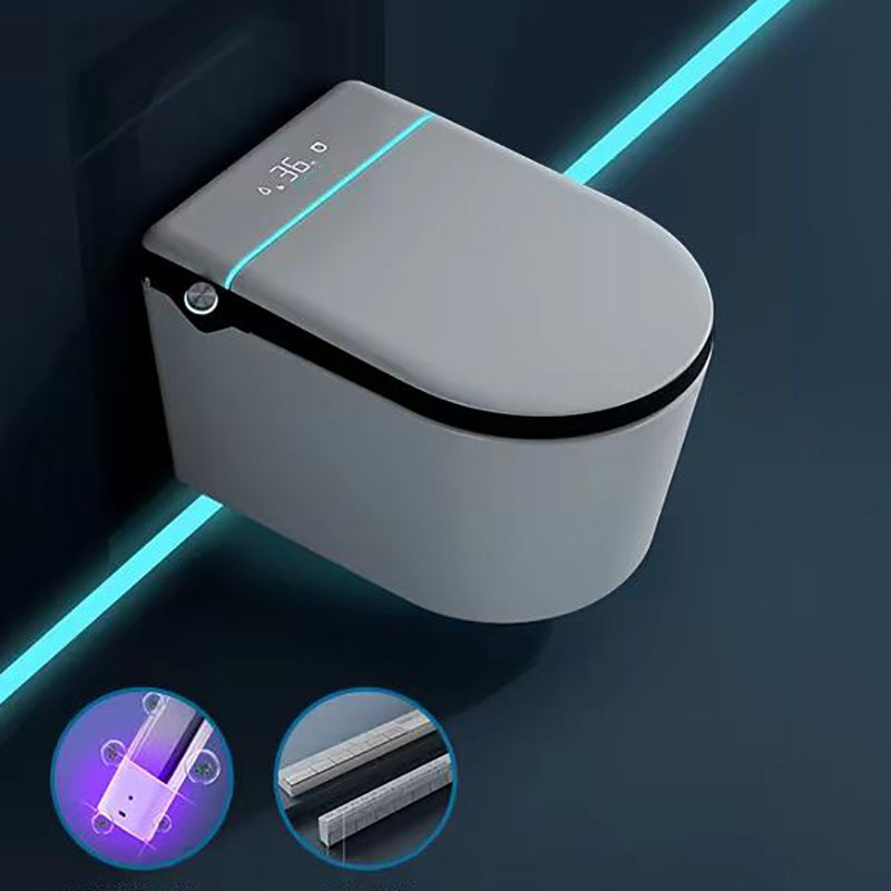 Contemporary White Elongated Foot Sensor Heated Seat Smart Toilet Black Automatic Flip (Automatic Version) Wall Mounted Clearhalo 'Bathroom Remodel & Bathroom Fixtures' 'Bidets' 'Home Improvement' 'home_improvement' 'home_improvement_bidets' 'Toilets & Bidets' 6859859