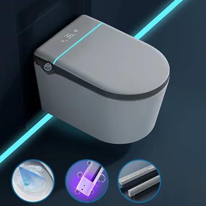 Contemporary White Elongated Foot Sensor Heated Seat Smart Toilet Grey Auto Flush (Flagship Version) Wall Mounted Clearhalo 'Bathroom Remodel & Bathroom Fixtures' 'Bidets' 'Home Improvement' 'home_improvement' 'home_improvement_bidets' 'Toilets & Bidets' 6859861