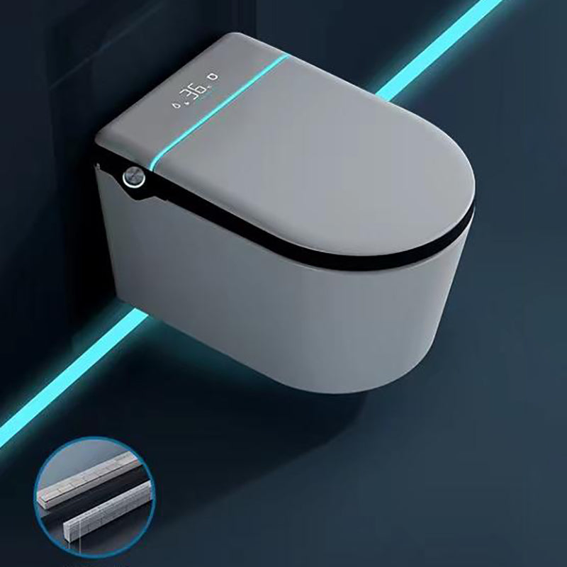 Contemporary White Elongated Foot Sensor Heated Seat Smart Toilet Black Manual Lid (Manual) Wall Mounted Clearhalo 'Bathroom Remodel & Bathroom Fixtures' 'Bidets' 'Home Improvement' 'home_improvement' 'home_improvement_bidets' 'Toilets & Bidets' 6859863