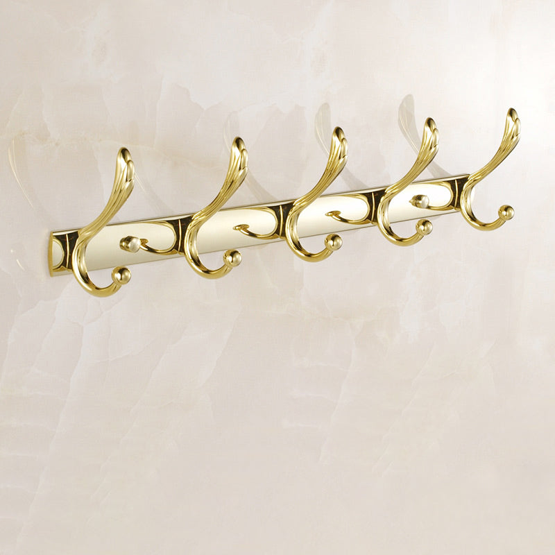 Modern Bathroom Accessory As Individual Or As a Set in Golden Towel/Robe Hook (Row Hooks) Clearhalo 'Bathroom Hardware Sets' 'Bathroom Hardware' 'Bathroom Remodel & Bathroom Fixtures' 'bathroom_hardware_sets' 'Home Improvement' 'home_improvement' 'home_improvement_bathroom_hardware_sets' 6864412