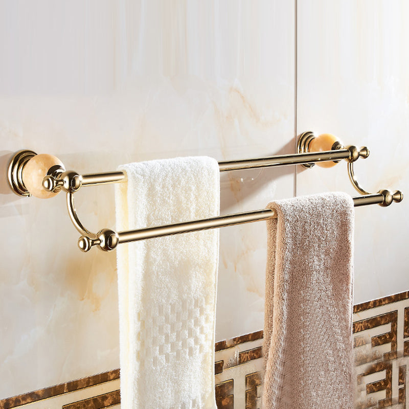 Modern Bathroom Accessory As Individual Or As a Set in Golden Double Layer Towel Bar Clearhalo 'Bathroom Hardware Sets' 'Bathroom Hardware' 'Bathroom Remodel & Bathroom Fixtures' 'bathroom_hardware_sets' 'Home Improvement' 'home_improvement' 'home_improvement_bathroom_hardware_sets' 6864426
