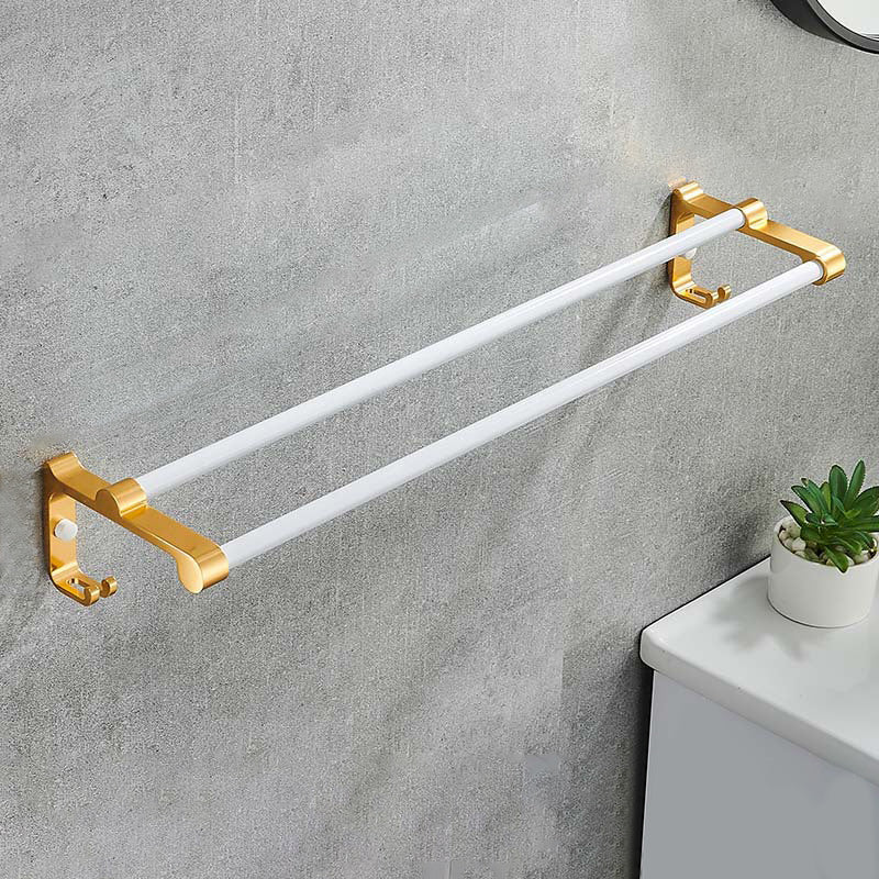 Contemporary Bathroom Accessory As Individual Or As a Set in Black/White White Towel Bar Clearhalo 'Bathroom Hardware Sets' 'Bathroom Hardware' 'Bathroom Remodel & Bathroom Fixtures' 'bathroom_hardware_sets' 'Home Improvement' 'home_improvement' 'home_improvement_bathroom_hardware_sets' 6864453