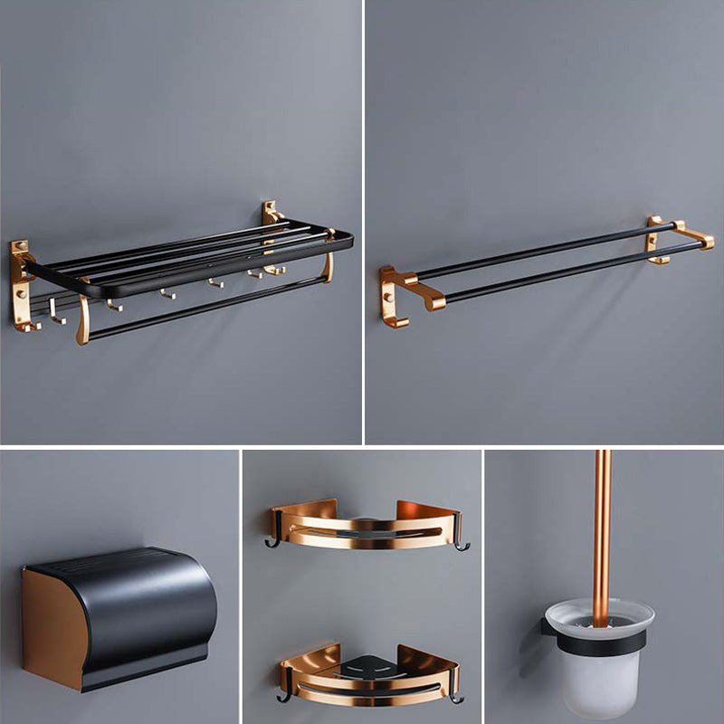 Contemporary Bathroom Accessory As Individual Or As a Set in Black/White Black 6-Piece Set Clearhalo 'Bathroom Hardware Sets' 'Bathroom Hardware' 'Bathroom Remodel & Bathroom Fixtures' 'bathroom_hardware_sets' 'Home Improvement' 'home_improvement' 'home_improvement_bathroom_hardware_sets' 6864471