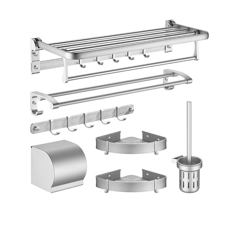 Contemporary Silver Bathroom Accessory As Individual Or As a Set Clearhalo 'Bathroom Hardware Sets' 'Bathroom Hardware' 'Bathroom Remodel & Bathroom Fixtures' 'bathroom_hardware_sets' 'Home Improvement' 'home_improvement' 'home_improvement_bathroom_hardware_sets' 6864495
