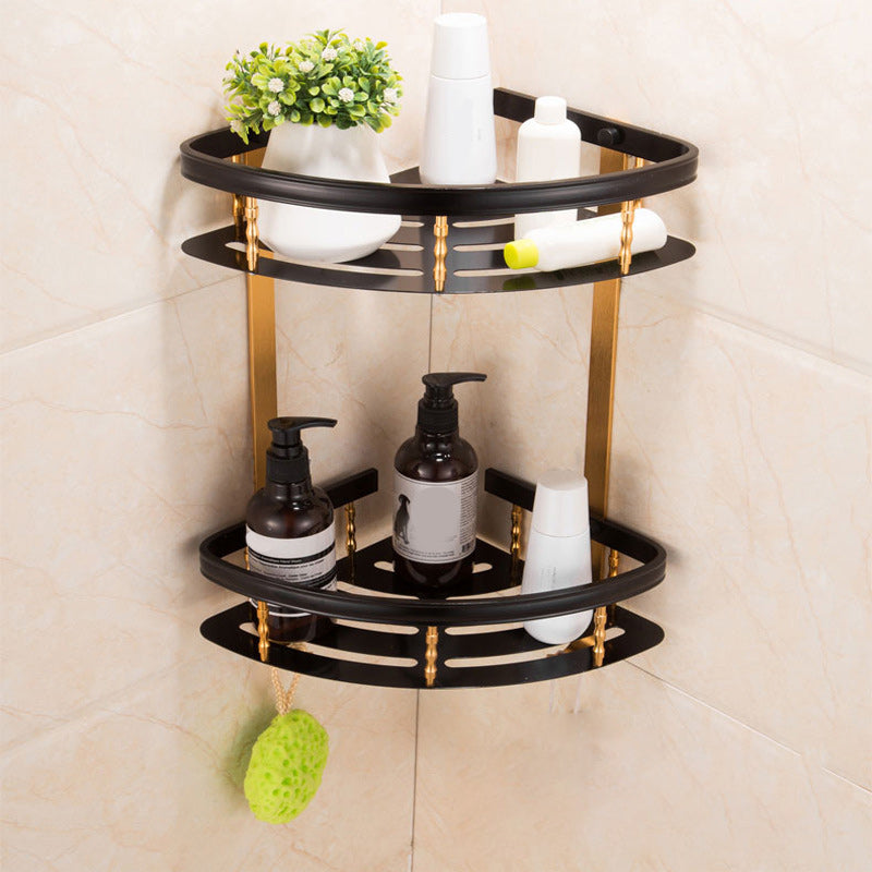 Contemporary Black Bathroom Accessory As Individual Or As a Set Triangular Bath Shelf Clearhalo 'Bathroom Hardware Sets' 'Bathroom Hardware' 'Bathroom Remodel & Bathroom Fixtures' 'bathroom_hardware_sets' 'Home Improvement' 'home_improvement' 'home_improvement_bathroom_hardware_sets' 6864537