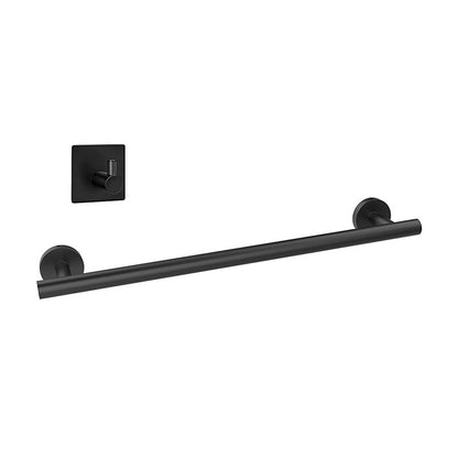 Matte Black Bathroom Hardware Set Stainless Steel Towel Bar/Paper Holder/Robe Hooks Towel Bar with Towel Robe Hook Clearhalo 'Bathroom Hardware Sets' 'Bathroom Hardware' 'Bathroom Remodel & Bathroom Fixtures' 'bathroom_hardware_sets' 'Home Improvement' 'home_improvement' 'home_improvement_bathroom_hardware_sets' 6864568