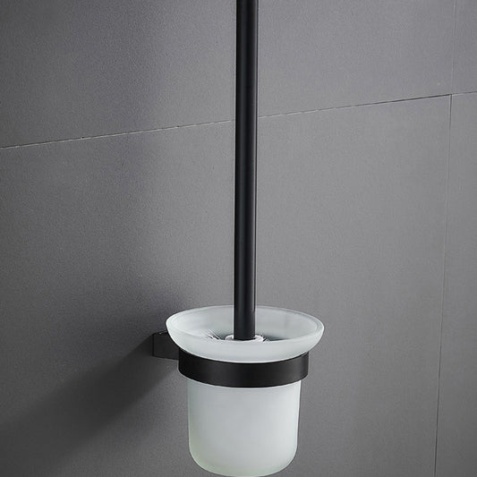 6-Piece Modern Bathroom Hardware Set in Matte Black with Bath Shelf/Towel Bar & Robe Hooks Clearhalo 'Bathroom Hardware Sets' 'Bathroom Hardware' 'Bathroom Remodel & Bathroom Fixtures' 'bathroom_hardware_sets' 'Home Improvement' 'home_improvement' 'home_improvement_bathroom_hardware_sets' 6864586