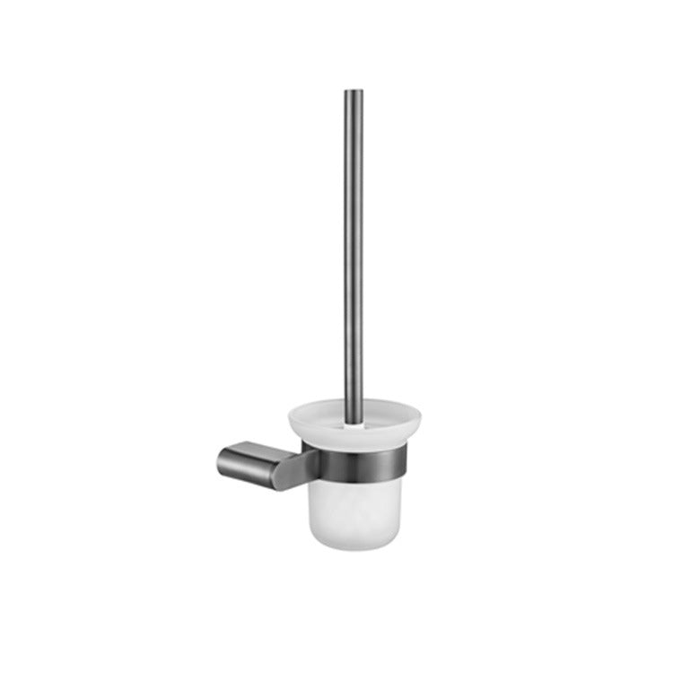 5-Piece Modern Bath Hardware Set in Stainless Steel with Towel Bar/Robe Hooks/Paper Holder Grey Toilet Brush Clearhalo 'Bathroom Hardware Sets' 'Bathroom Hardware' 'Bathroom Remodel & Bathroom Fixtures' 'bathroom_hardware_sets' 'Home Improvement' 'home_improvement' 'home_improvement_bathroom_hardware_sets' 6864607