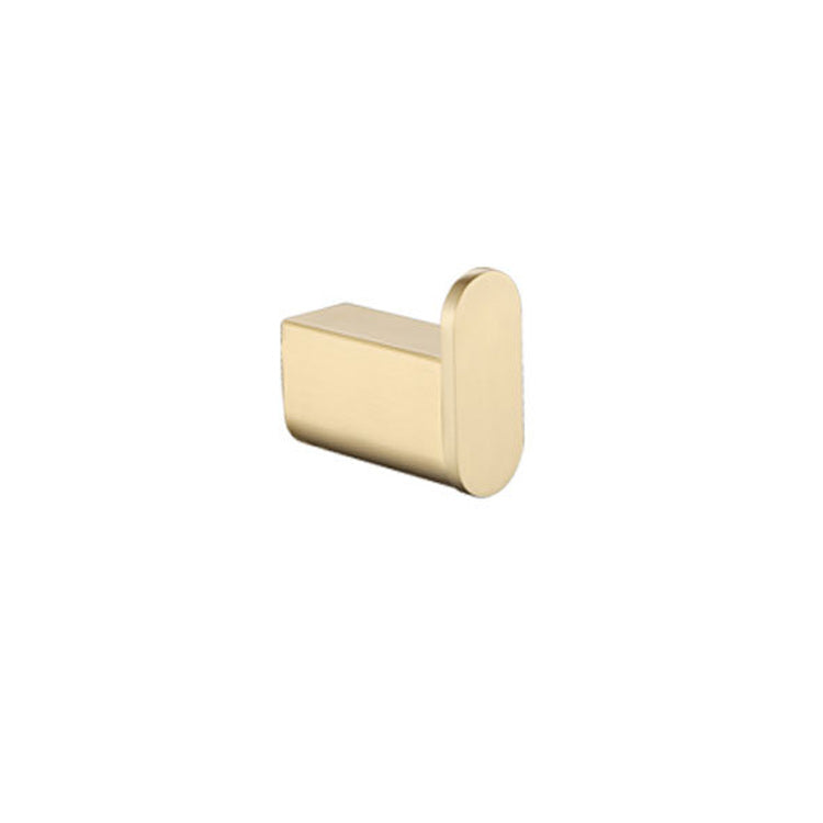 5-Piece Modern Bath Hardware Set in Stainless Steel with Towel Bar/Robe Hooks/Paper Holder Gold Towel Robe Hook (Single Hook) Clearhalo 'Bathroom Hardware Sets' 'Bathroom Hardware' 'Bathroom Remodel & Bathroom Fixtures' 'bathroom_hardware_sets' 'Home Improvement' 'home_improvement' 'home_improvement_bathroom_hardware_sets' 6864621