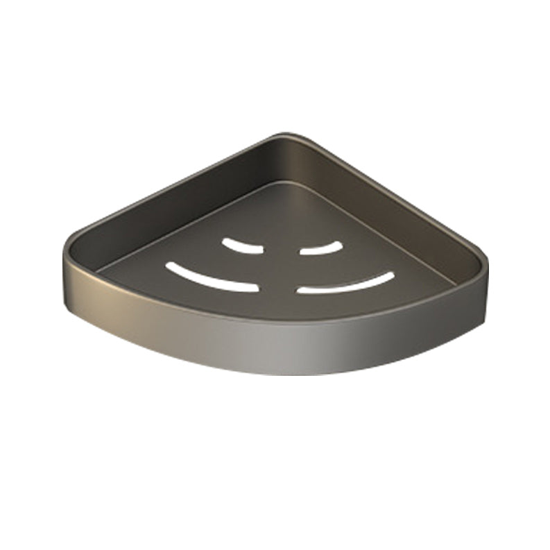 Modern Gray Bathroom Accessory Set Aluminum Stainless Bath Shelf/Robe Hooks/Towel Bar Triangular Bath Shelf Clearhalo 'Bathroom Hardware Sets' 'Bathroom Hardware' 'Bathroom Remodel & Bathroom Fixtures' 'bathroom_hardware_sets' 'Home Improvement' 'home_improvement' 'home_improvement_bathroom_hardware_sets' 6864633