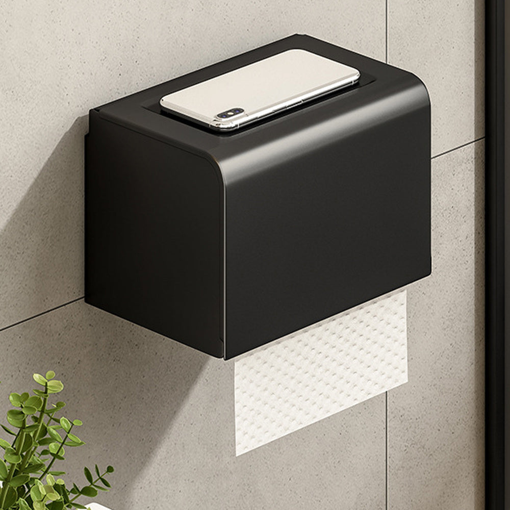 Contemporary Bath Hardware Set Matte Black Bathroom Set with Robe Hooks/Towel Bar Toilet Paper Holder Clearhalo 'Bathroom Hardware Sets' 'Bathroom Hardware' 'Bathroom Remodel & Bathroom Fixtures' 'bathroom_hardware_sets' 'Home Improvement' 'home_improvement' 'home_improvement_bathroom_hardware_sets' 6864659