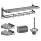 Modern Bath Hardware Set in Stainless Steel Matte Gray Robe Hooks/Towel Bar 5-Piece Set (Toilet Paper Holder) Clearhalo 'Bathroom Hardware Sets' 'Bathroom Hardware' 'Bathroom Remodel & Bathroom Fixtures' 'bathroom_hardware_sets' 'Home Improvement' 'home_improvement' 'home_improvement_bathroom_hardware_sets' 6864692