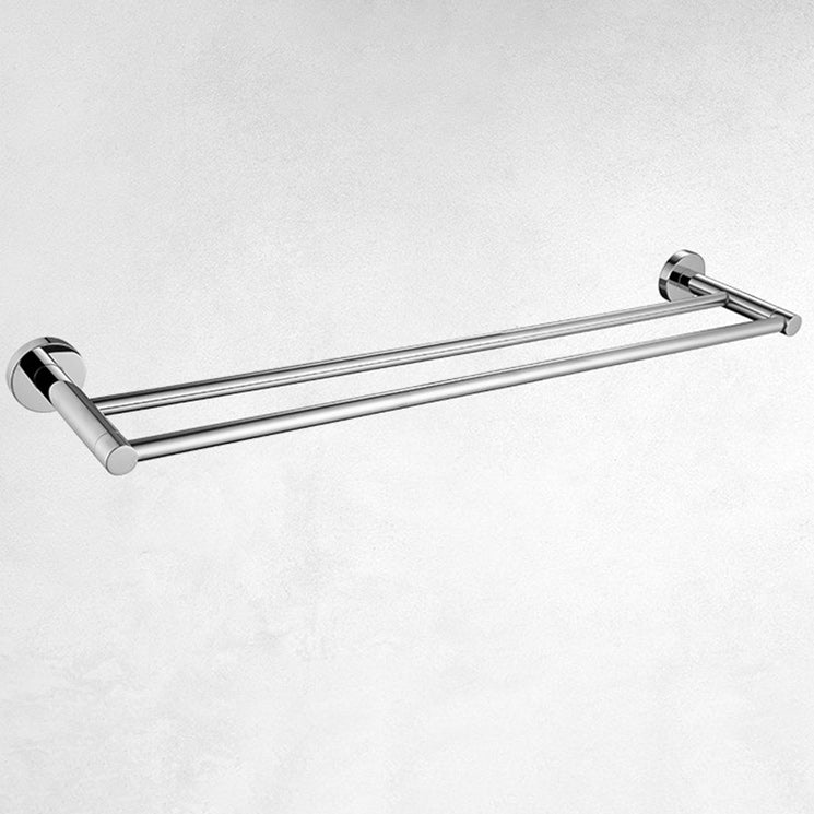 Polished Chrome Modern Bathroom Accessory Set with Towel Bar/Paper Holder Double Bars Towel Bar Clearhalo 'Bathroom Hardware Sets' 'Bathroom Hardware' 'Bathroom Remodel & Bathroom Fixtures' 'bathroom_hardware_sets' 'Home Improvement' 'home_improvement' 'home_improvement_bathroom_hardware_sets' 6864737