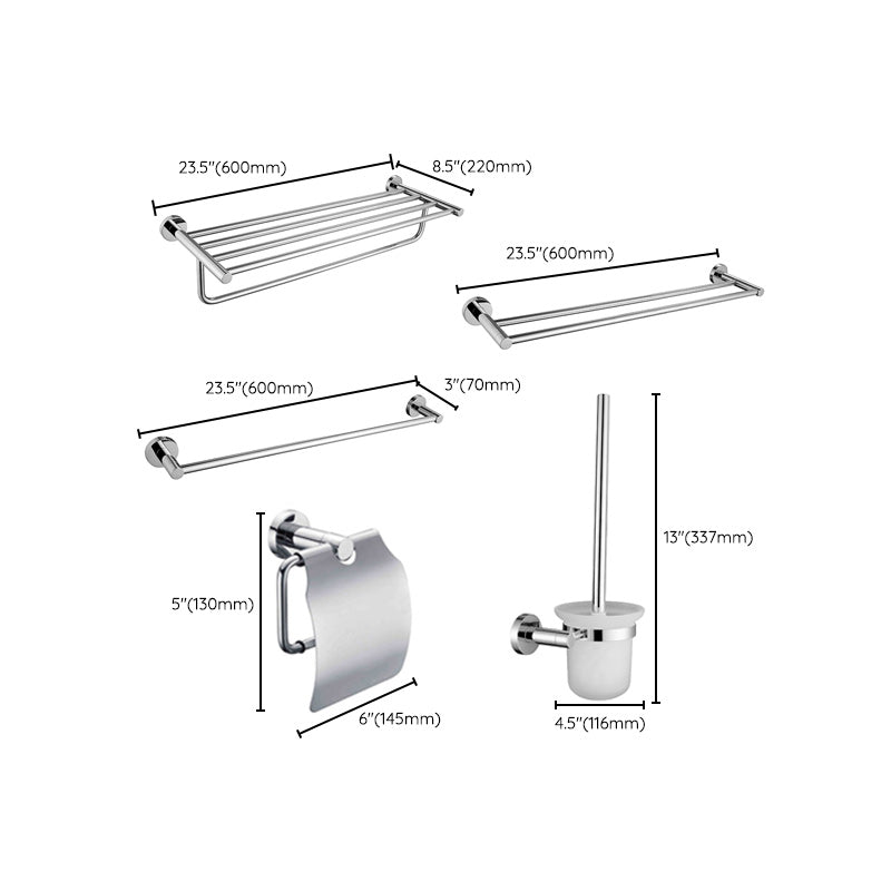 Polished Chrome Modern Bathroom Accessory Set with Towel Bar/Paper Holder Clearhalo 'Bathroom Hardware Sets' 'Bathroom Hardware' 'Bathroom Remodel & Bathroom Fixtures' 'bathroom_hardware_sets' 'Home Improvement' 'home_improvement' 'home_improvement_bathroom_hardware_sets' 6864743