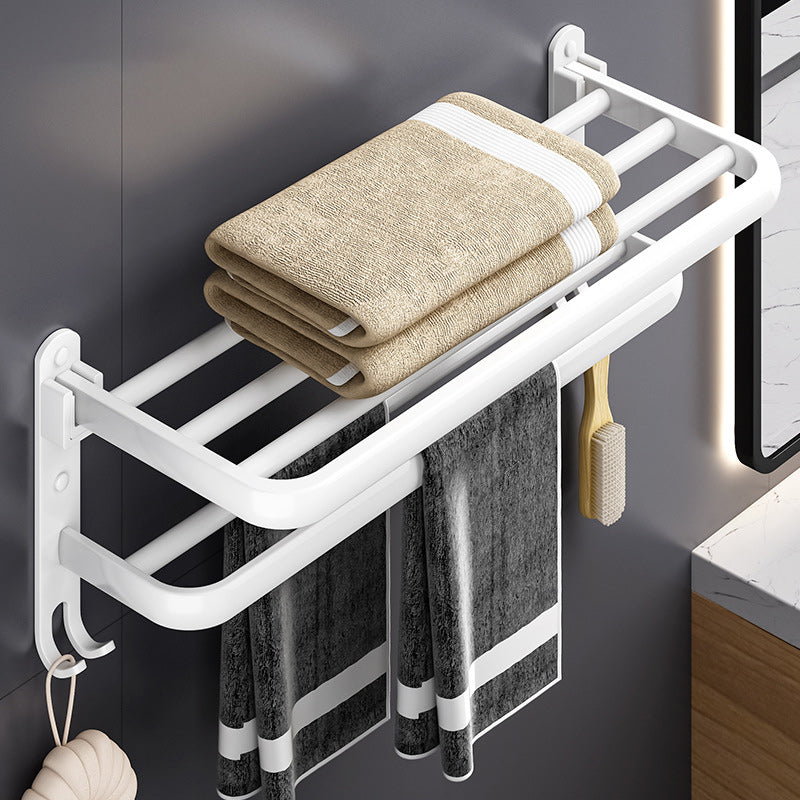 White Contemporary Bathroom Accessory Set Stainless Aluminum Bathroom Set Clearhalo 'Bathroom Hardware Sets' 'Bathroom Hardware' 'Bathroom Remodel & Bathroom Fixtures' 'bathroom_hardware_sets' 'Home Improvement' 'home_improvement' 'home_improvement_bathroom_hardware_sets' 6864749