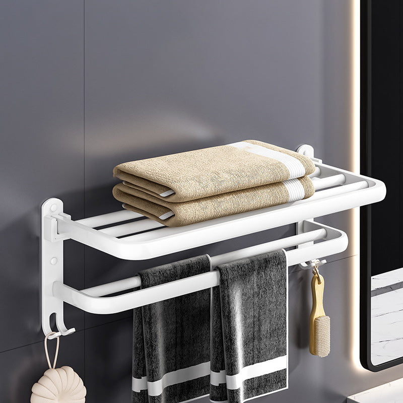 White Contemporary Bathroom Accessory Set Stainless Aluminum Bathroom Set Towel Rack (24"L) Clearhalo 'Bathroom Hardware Sets' 'Bathroom Hardware' 'Bathroom Remodel & Bathroom Fixtures' 'bathroom_hardware_sets' 'Home Improvement' 'home_improvement' 'home_improvement_bathroom_hardware_sets' 6864750
