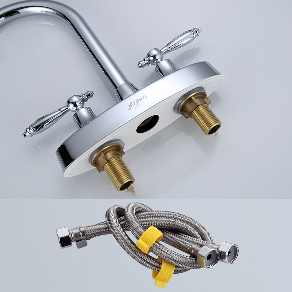 Swivel Spout Centerset Lavatory Faucet Contemporary Brass Bathroom Faucet Clearhalo 'Bathroom Remodel & Bathroom Fixtures' 'Bathroom Sink Faucets' 'Bathroom Sinks & Faucet Components' 'bathroom_sink_faucets' 'Home Improvement' 'home_improvement' 'home_improvement_bathroom_sink_faucets' 6871255