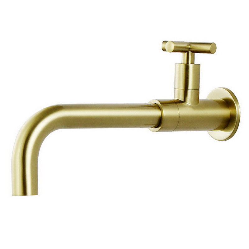 Wall Mounted Faucets Single Cross Handle Faucet for Bathroom Gold Clearhalo 'Bathroom Remodel & Bathroom Fixtures' 'Bathroom Sink Faucets' 'Bathroom Sinks & Faucet Components' 'bathroom_sink_faucets' 'Home Improvement' 'home_improvement' 'home_improvement_bathroom_sink_faucets' 6871278