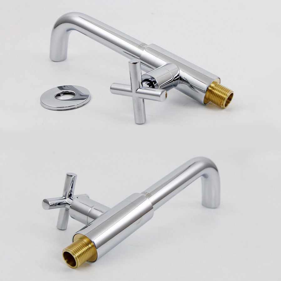 Wall Mounted Faucets Single Cross Handle Faucet for Bathroom Clearhalo 'Bathroom Remodel & Bathroom Fixtures' 'Bathroom Sink Faucets' 'Bathroom Sinks & Faucet Components' 'bathroom_sink_faucets' 'Home Improvement' 'home_improvement' 'home_improvement_bathroom_sink_faucets' 6871281