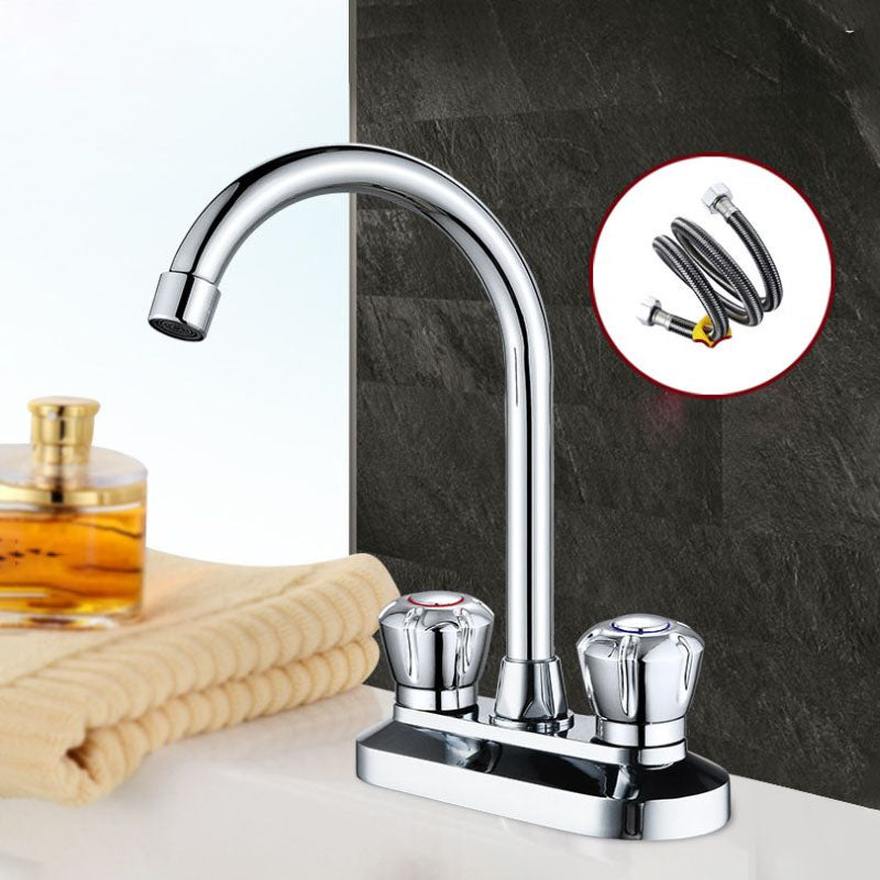 High-Arc Brass Bathroom Faucet Double Handle Vessel Sink Faucet Clearhalo 'Bathroom Remodel & Bathroom Fixtures' 'Bathroom Sink Faucets' 'Bathroom Sinks & Faucet Components' 'bathroom_sink_faucets' 'Home Improvement' 'home_improvement' 'home_improvement_bathroom_sink_faucets' 6871311