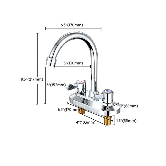 High-Arc Brass Bathroom Faucet Double Handle Vessel Sink Faucet Clearhalo 'Bathroom Remodel & Bathroom Fixtures' 'Bathroom Sink Faucets' 'Bathroom Sinks & Faucet Components' 'bathroom_sink_faucets' 'Home Improvement' 'home_improvement' 'home_improvement_bathroom_sink_faucets' 6871315
