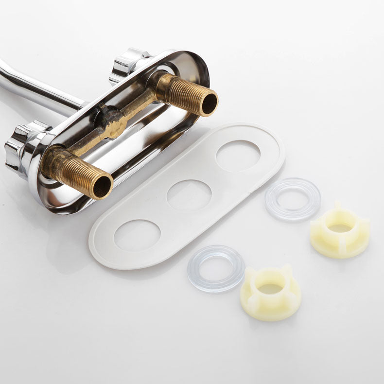 Modern Centerset Faucet Chrome 2 Knob Handles Swivel Spout Bathroom Sink Faucet Clearhalo 'Bathroom Remodel & Bathroom Fixtures' 'Bathroom Sink Faucets' 'Bathroom Sinks & Faucet Components' 'bathroom_sink_faucets' 'Home Improvement' 'home_improvement' 'home_improvement_bathroom_sink_faucets' 6871345