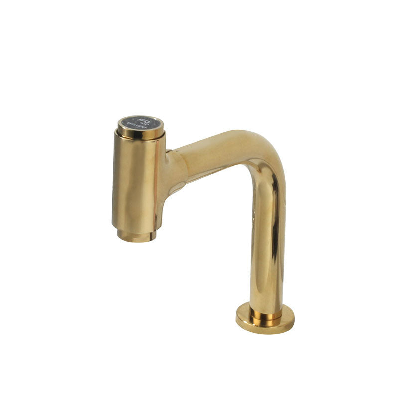 Modern Style Vanity Sink Faucet Swivel Spout Bathroom Faucet Gold 6.5" Clearhalo 'Bathroom Remodel & Bathroom Fixtures' 'Bathroom Sink Faucets' 'Bathroom Sinks & Faucet Components' 'bathroom_sink_faucets' 'Home Improvement' 'home_improvement' 'home_improvement_bathroom_sink_faucets' 6871355
