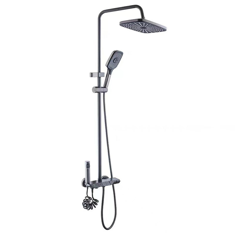 Modern Shower System Square Brass Temperature Control Wall Mounted Shower Combo Clearhalo 'Bathroom Remodel & Bathroom Fixtures' 'Home Improvement' 'home_improvement' 'home_improvement_shower_faucets' 'Shower Faucets & Systems' 'shower_faucets' 'Showers & Bathtubs Plumbing' 'Showers & Bathtubs' 6871459