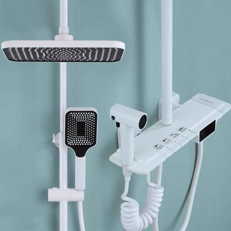 Modern Shower System Brass Temperature Control Wall Mounted Shower Head Combo Clearhalo 'Bathroom Remodel & Bathroom Fixtures' 'Home Improvement' 'home_improvement' 'home_improvement_shower_faucets' 'Shower Faucets & Systems' 'shower_faucets' 'Showers & Bathtubs Plumbing' 'Showers & Bathtubs' 6871465