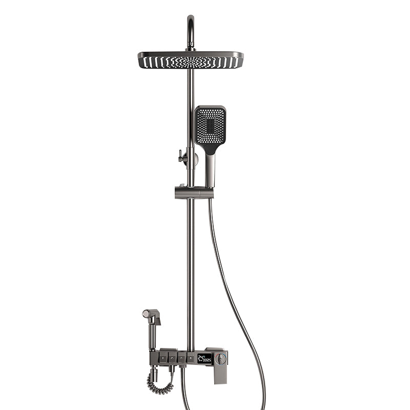 Modern Shower Trim Brass Thermostatic Adjustable Shower Head Wall Mounted Shower Set Gun Grey Thermostatic Clearhalo 'Bathroom Remodel & Bathroom Fixtures' 'Home Improvement' 'home_improvement' 'home_improvement_shower_faucets' 'Shower Faucets & Systems' 'shower_faucets' 'Showers & Bathtubs Plumbing' 'Showers & Bathtubs' 6871513