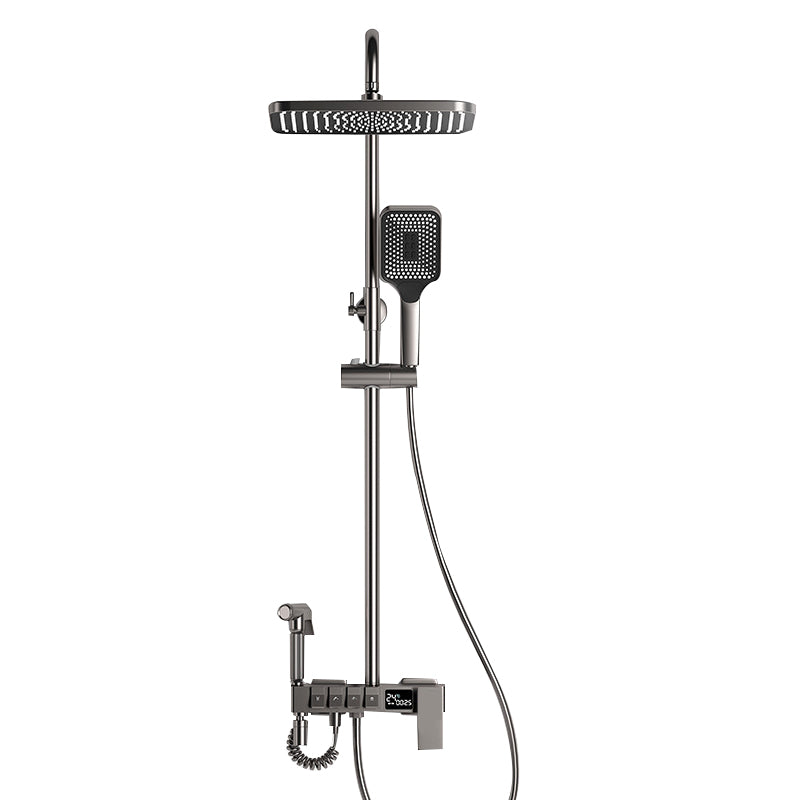 Modern Shower Trim Brass Thermostatic Adjustable Shower Head Wall Mounted Shower Set Gun Grey Temperature Control Clearhalo 'Bathroom Remodel & Bathroom Fixtures' 'Home Improvement' 'home_improvement' 'home_improvement_shower_faucets' 'Shower Faucets & Systems' 'shower_faucets' 'Showers & Bathtubs Plumbing' 'Showers & Bathtubs' 6871514