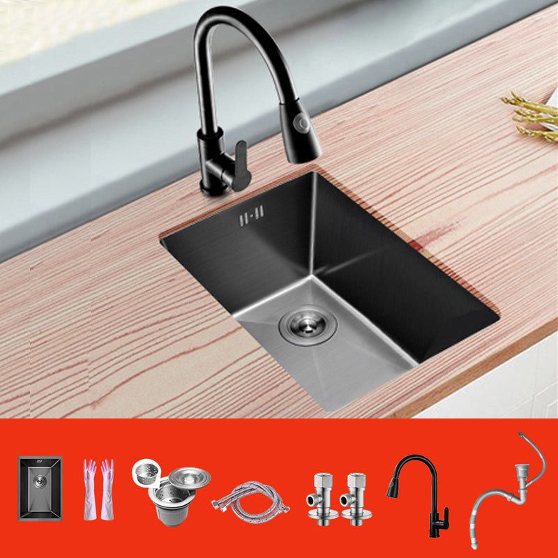 Classic Black Sink Overflow Stainless Steel Workstation Sink with Faucet Sink with Faucet Pull Out Faucet Clearhalo 'Home Improvement' 'home_improvement' 'home_improvement_kitchen_sinks' 'Kitchen Remodel & Kitchen Fixtures' 'Kitchen Sinks & Faucet Components' 'Kitchen Sinks' 'kitchen_sinks' 6871528