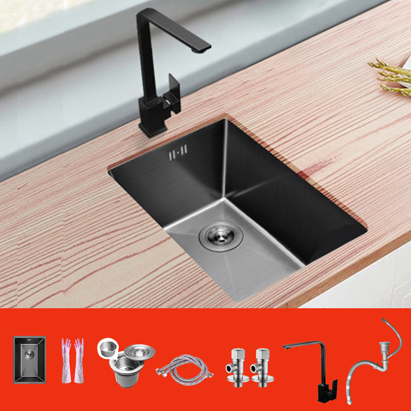 Classic Black Sink Overflow Stainless Steel Workstation Sink with Faucet Sink with Faucet Straight Faucet Clearhalo 'Home Improvement' 'home_improvement' 'home_improvement_kitchen_sinks' 'Kitchen Remodel & Kitchen Fixtures' 'Kitchen Sinks & Faucet Components' 'Kitchen Sinks' 'kitchen_sinks' 6871529