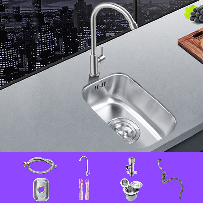 Classic Single Basin Sink Stainless Steel Workstation Sink with Faucet 13"L x 9"W x 5"H Sink with Faucet Single Cooling Tap Clearhalo 'Home Improvement' 'home_improvement' 'home_improvement_kitchen_sinks' 'Kitchen Remodel & Kitchen Fixtures' 'Kitchen Sinks & Faucet Components' 'Kitchen Sinks' 'kitchen_sinks' 6871544
