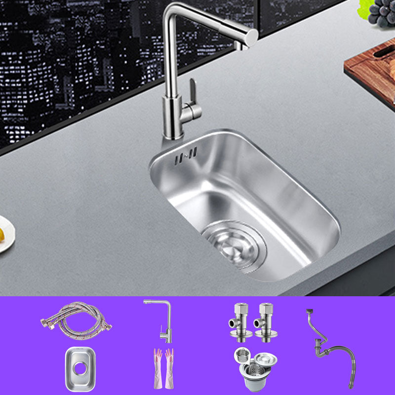 Classic Single Basin Sink Stainless Steel Workstation Sink with Faucet 13"L x 9"W x 5"H Sink with Faucet Cold and Hot Tap Clearhalo 'Home Improvement' 'home_improvement' 'home_improvement_kitchen_sinks' 'Kitchen Remodel & Kitchen Fixtures' 'Kitchen Sinks & Faucet Components' 'Kitchen Sinks' 'kitchen_sinks' 6871546