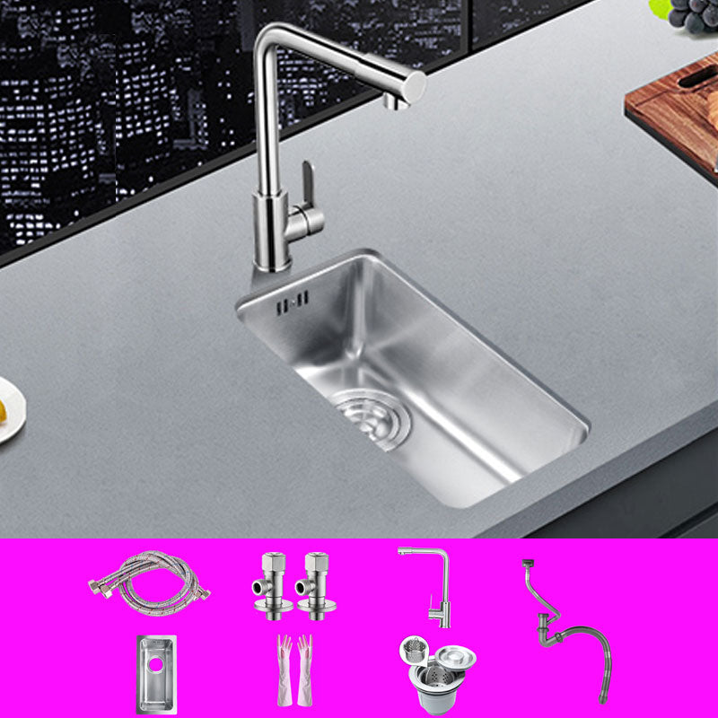 Classic Single Basin Sink Stainless Steel Workstation Sink with Faucet 18"L x 9"W x 6"H Sink with Faucet Cold and Hot Tap Clearhalo 'Home Improvement' 'home_improvement' 'home_improvement_kitchen_sinks' 'Kitchen Remodel & Kitchen Fixtures' 'Kitchen Sinks & Faucet Components' 'Kitchen Sinks' 'kitchen_sinks' 6871552