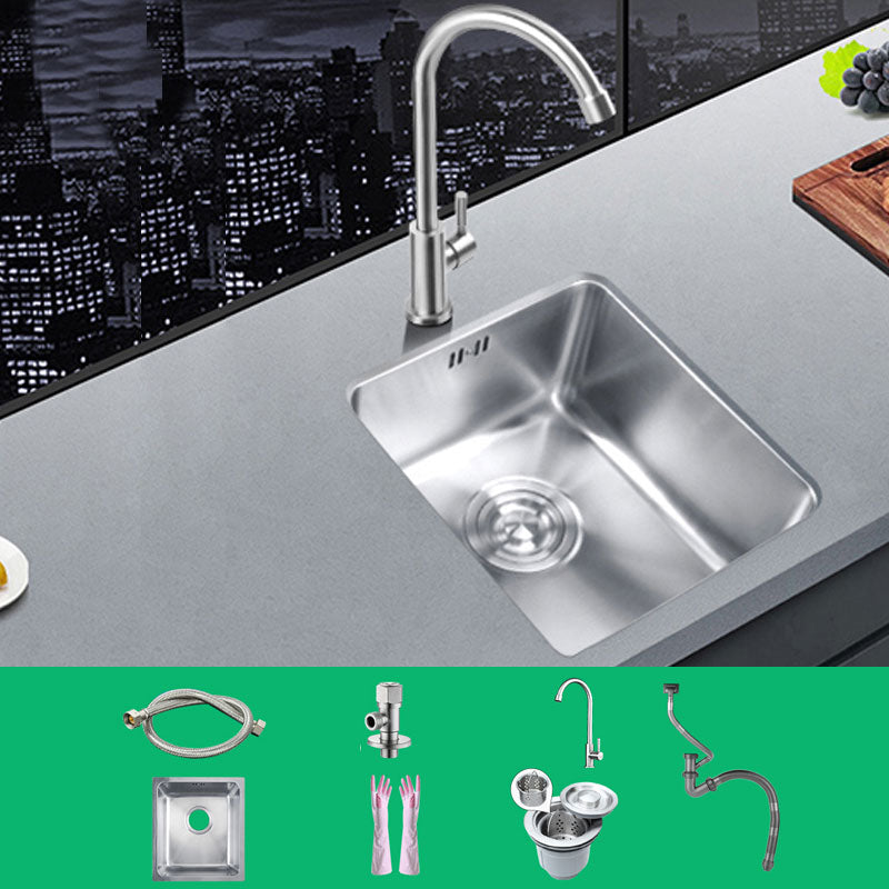 Classic Single Basin Sink Stainless Steel Workstation Sink with Faucet 17"L x 15"W x 8"H Sink with Faucet Single Cooling Tap Clearhalo 'Home Improvement' 'home_improvement' 'home_improvement_kitchen_sinks' 'Kitchen Remodel & Kitchen Fixtures' 'Kitchen Sinks & Faucet Components' 'Kitchen Sinks' 'kitchen_sinks' 6871561