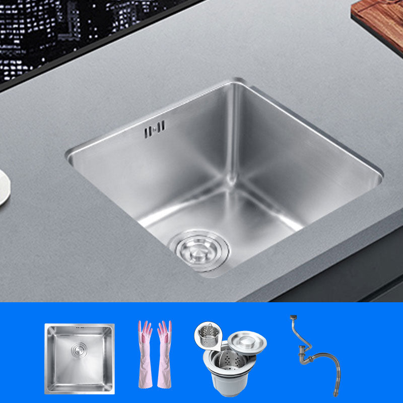 Classic Single Basin Sink Stainless Steel Workstation Sink with Faucet 17.7"L x 17.7"W x 8.7"H Sink Only None Clearhalo 'Home Improvement' 'home_improvement' 'home_improvement_kitchen_sinks' 'Kitchen Remodel & Kitchen Fixtures' 'Kitchen Sinks & Faucet Components' 'Kitchen Sinks' 'kitchen_sinks' 6871563