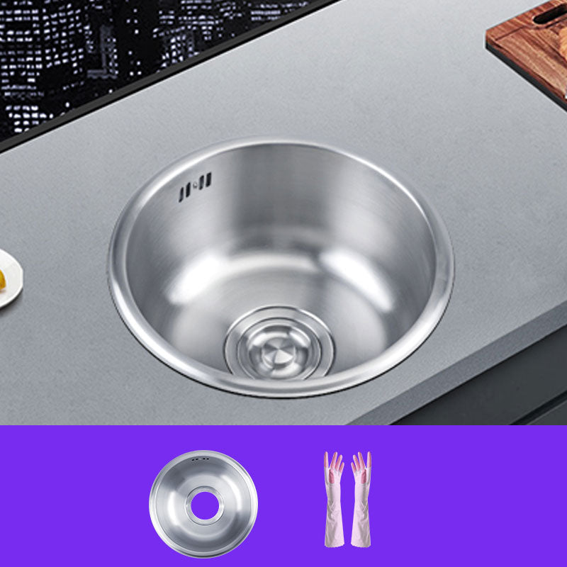Round Stainless Steel Kitchen Sink with Drain Assembly Drop-In Sink 11"L x 11"W x 6"H Sink Only None Clearhalo 'Home Improvement' 'home_improvement' 'home_improvement_kitchen_sinks' 'Kitchen Remodel & Kitchen Fixtures' 'Kitchen Sinks & Faucet Components' 'Kitchen Sinks' 'kitchen_sinks' 6871573