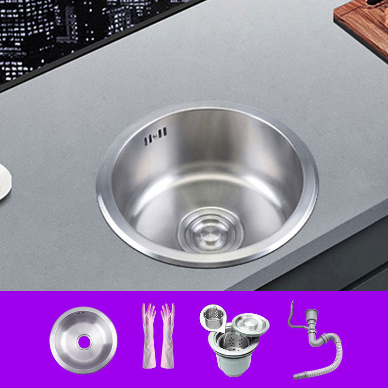 Round Stainless Steel Kitchen Sink with Drain Assembly Drop-In Sink Sink with Drain Assembly None Clearhalo 'Home Improvement' 'home_improvement' 'home_improvement_kitchen_sinks' 'Kitchen Remodel & Kitchen Fixtures' 'Kitchen Sinks & Faucet Components' 'Kitchen Sinks' 'kitchen_sinks' 6871575