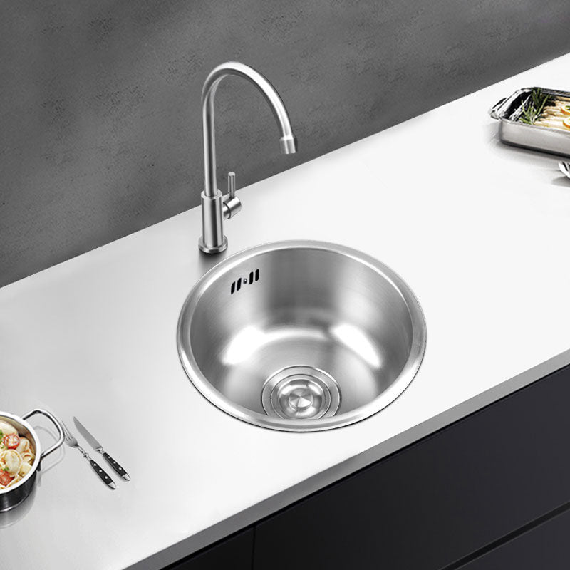 Round Stainless Steel Kitchen Sink with Drain Assembly Drop-In Sink Clearhalo 'Home Improvement' 'home_improvement' 'home_improvement_kitchen_sinks' 'Kitchen Remodel & Kitchen Fixtures' 'Kitchen Sinks & Faucet Components' 'Kitchen Sinks' 'kitchen_sinks' 6871578