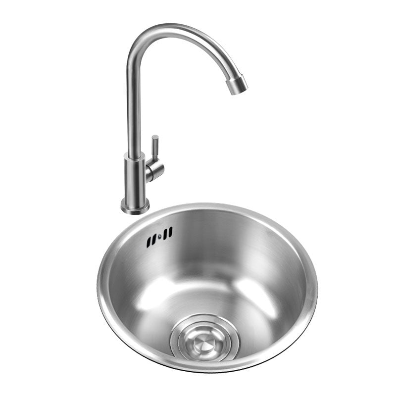 Round Stainless Steel Kitchen Sink with Drain Assembly Drop-In Sink Clearhalo 'Home Improvement' 'home_improvement' 'home_improvement_kitchen_sinks' 'Kitchen Remodel & Kitchen Fixtures' 'Kitchen Sinks & Faucet Components' 'Kitchen Sinks' 'kitchen_sinks' 6871580